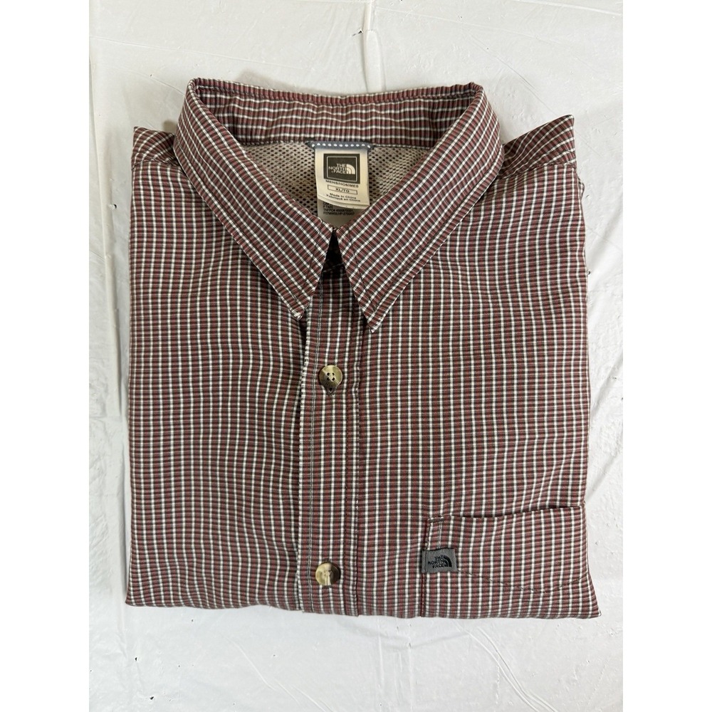 The North Face Men's Long‎ Sleeve Plaid Burgundy Shirt Size XL
